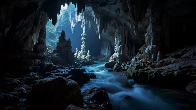 10 Heures Rivière Souterraine en Grotte | Bruit Blanc Naturel | Sons d'Eau Souterraine | Sommeil/Méditation/Relaxation